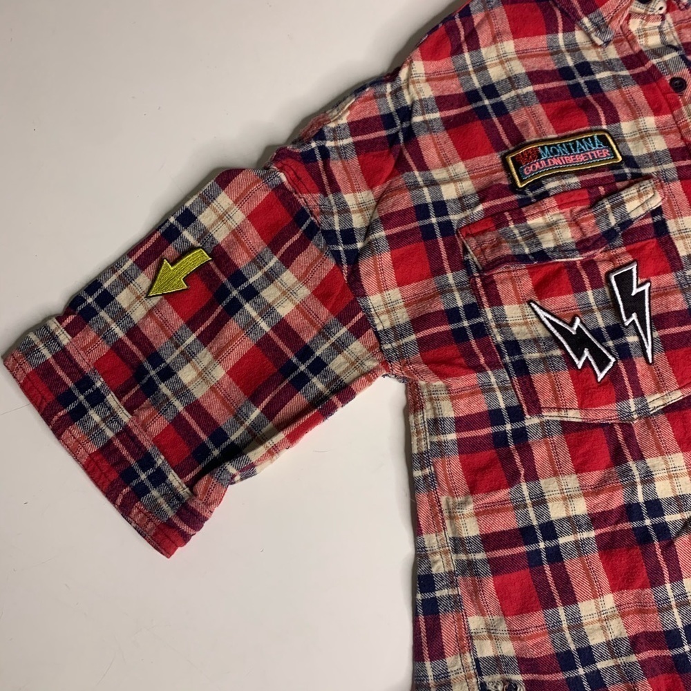 Dance Marvel cherry red Patchwork Plaid Fray butt… - image 3